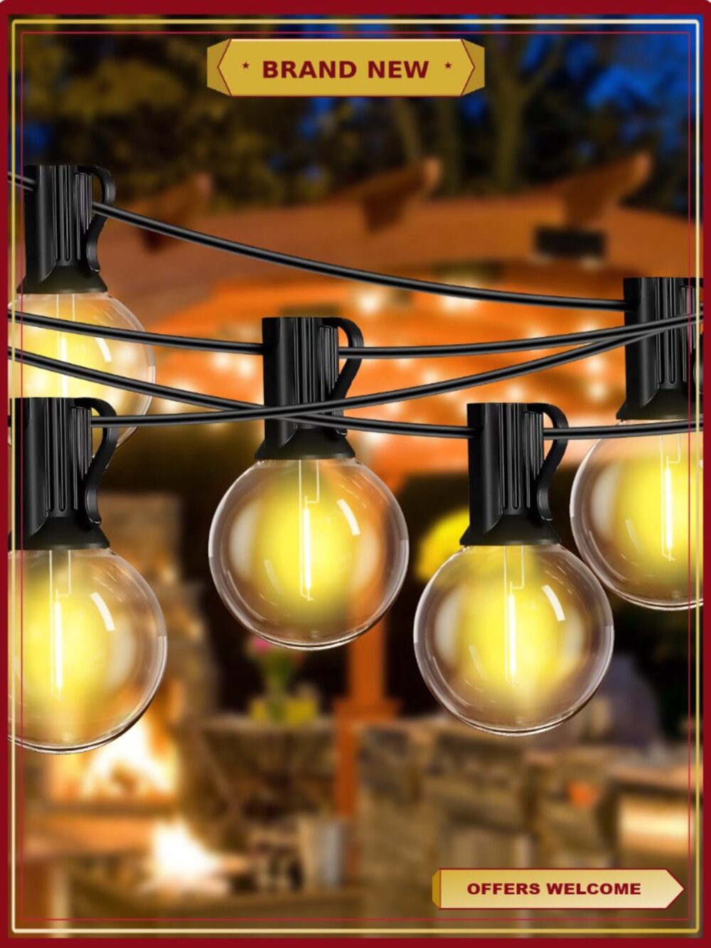 Solar Outdoor String Lights Remote 50ft Waterproof 8 Modes 25 LED